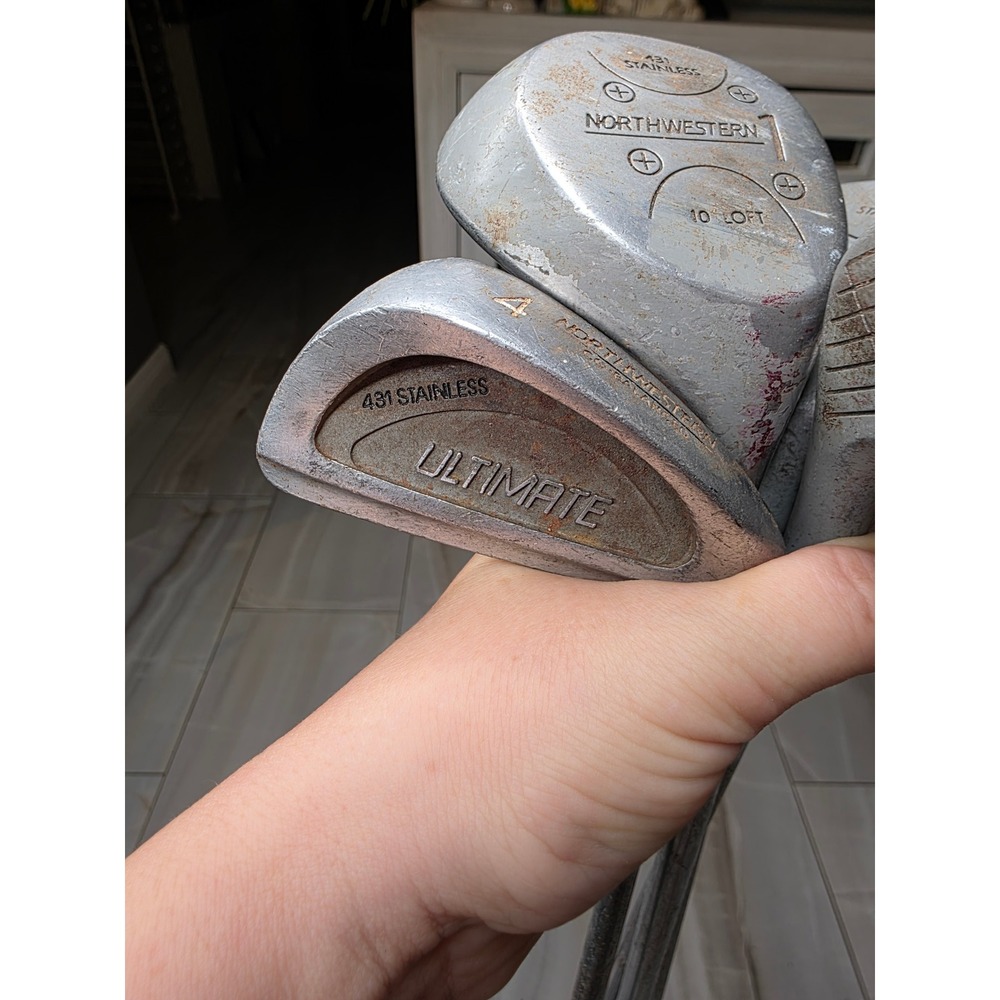 Northwestern Golf Club Set 1 3 5 Woods Tom Weiskopf 4 Iron Ultimate Stainless - Picture 7 of 16